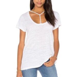 Revolve LNA Bondage Strap Tee T-Shirt White Short Sleeve Relaxed fit Strappy S